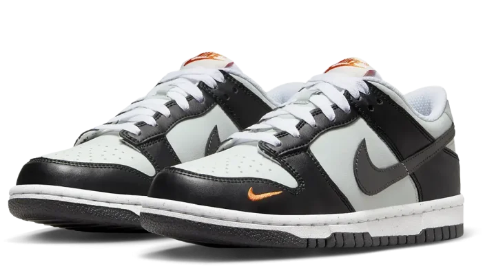 Nike Dunk Low Grey Black Orange Mini Swoosh (GS)